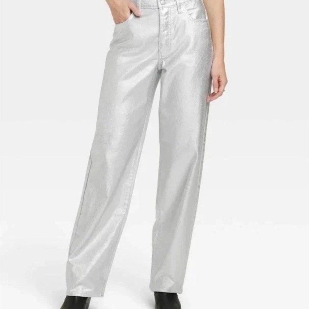 Universal Thread Metallic Silver Straight-Leg Women’s Jeans